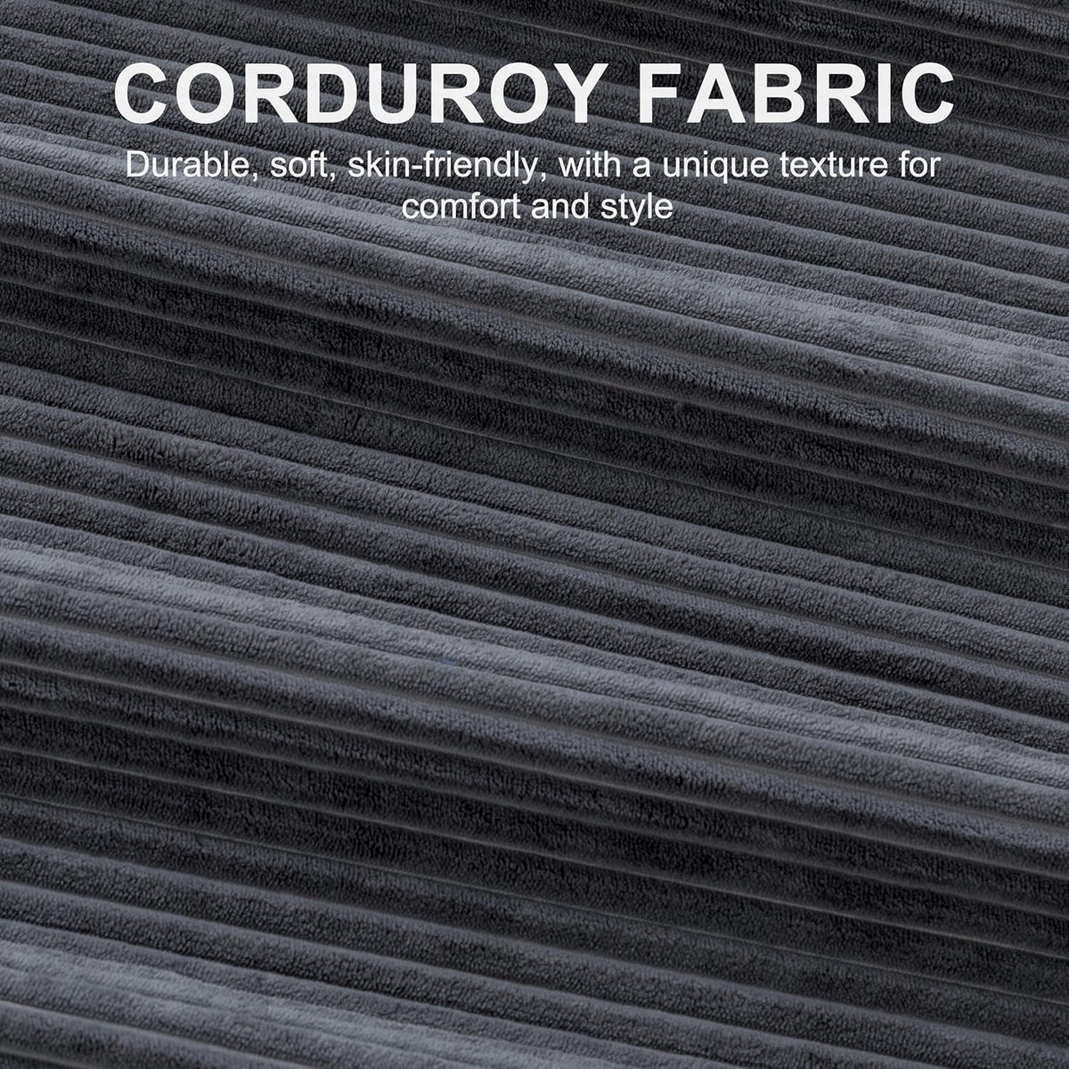 Dark Grey Corduroy Sleeper Sofa With Hidden Storage