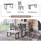 6 Piece Rustic Wood Dining Set With Bench And Chairs