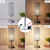 Crystal Diamond Nightstand Lamps Set Silvery Finish