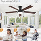 Fifty Two Inch Black UltraQuiet Ceiling Fan Dimmable Lights