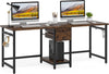 79Inch RusticBrown Double Desk With Storage Drawer