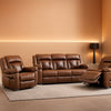 Brown Faux Leather Recliner Sofa Set Luxury Living Room Furniture