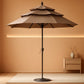 9ft 3 Tier Patio Umbrella Weather Resistant Fabric Khaki