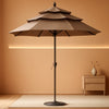 9ft 3 Tier Patio Umbrella Weather Resistant Fabric Khaki