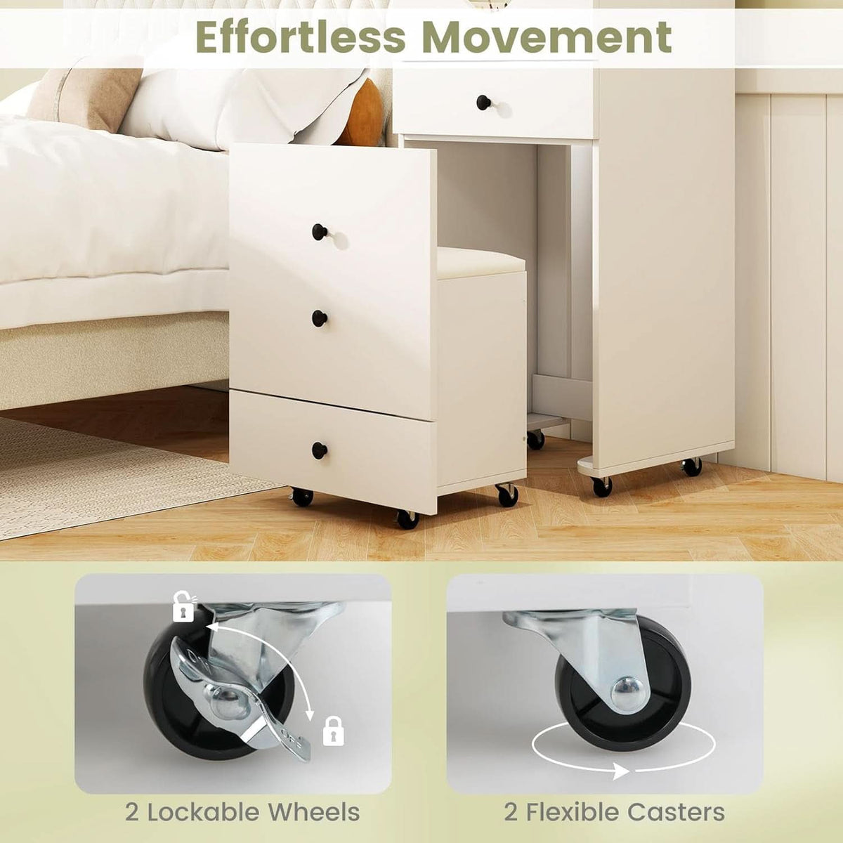 Small White Vanity Desk Illuminated Mirror Storage