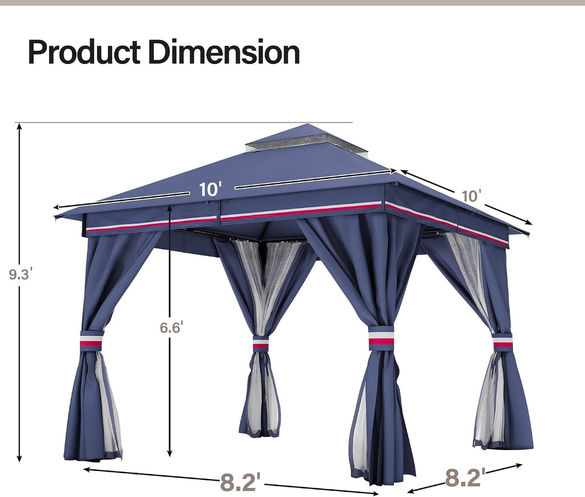 Classic Blue 10x10 Outdoor Weatherproof Patio Gazebo