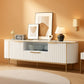 Elegant White Fluted Seventy Inch TV Stand Storage Solutions