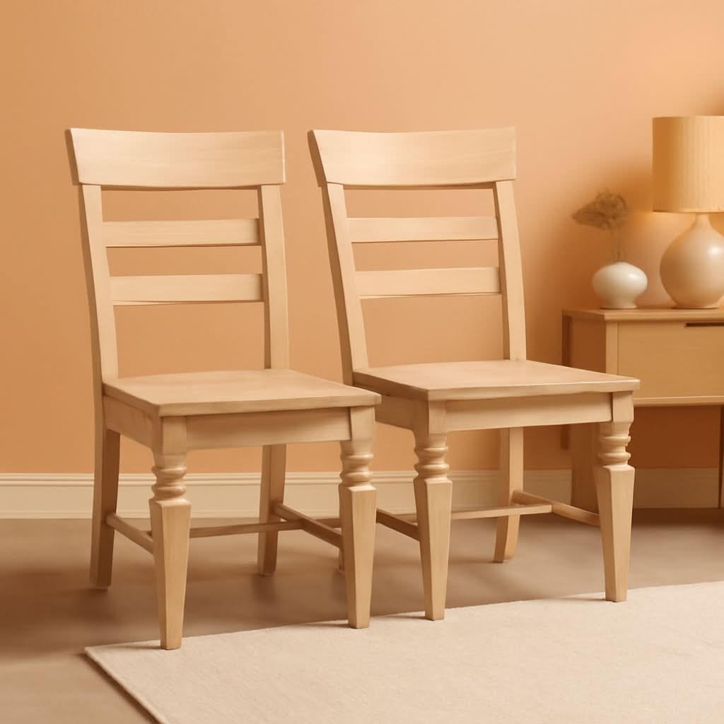 Two Java Dining Chairs Unfinished Parawood 225 Lb Capacity