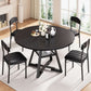 Round Circular Dining Table Set Black Diameter47Inches