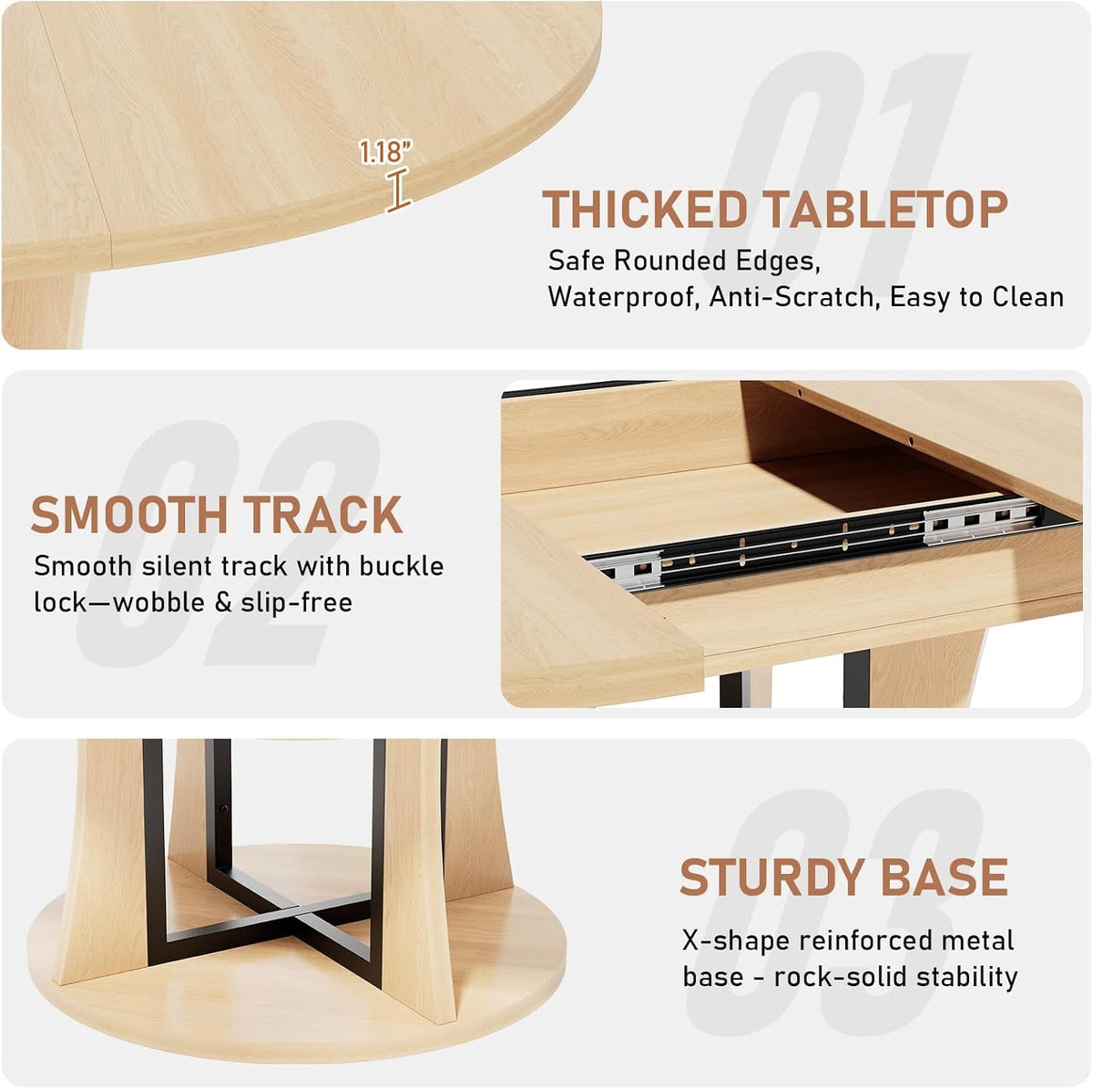 Natural Oak Extendable Round Dining Table Furniture
