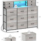 Charcoal Long Dresser With Integrated Power Outlets