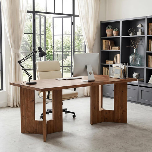63-Inch Walnut Desk Executive Home Office Workstation