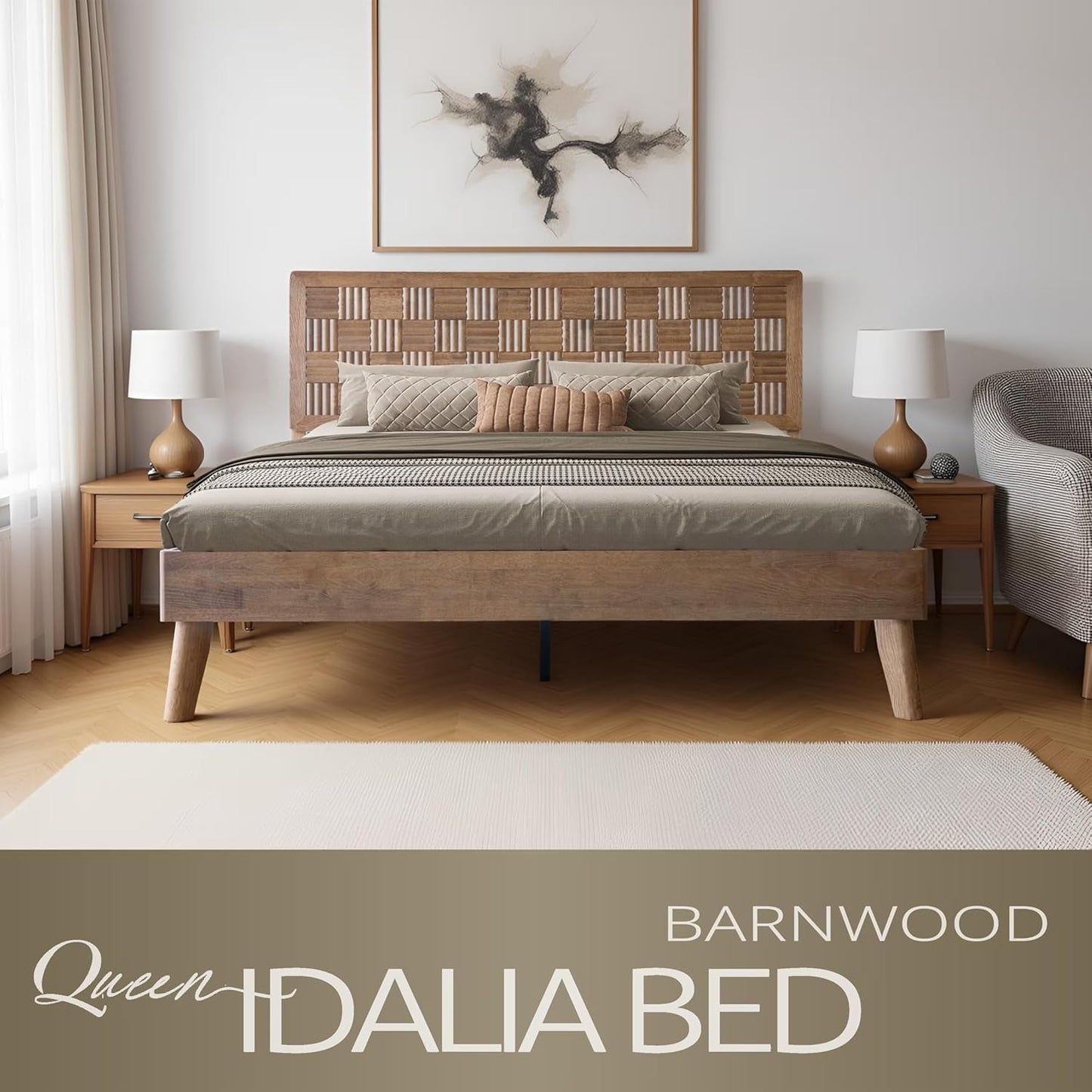 Queen Size Hand crafted Solid Wood Platform Bed frame
