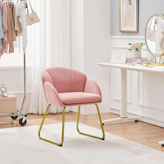 Pink Velvet Flower Armchair With Gold Legs Living Room