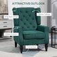 Dark Green Wingback Accent Chair Tufted Upholstery