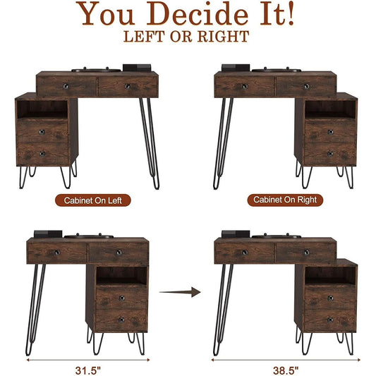Vanity Desk Set With Drawers And LED Lighted Mirror