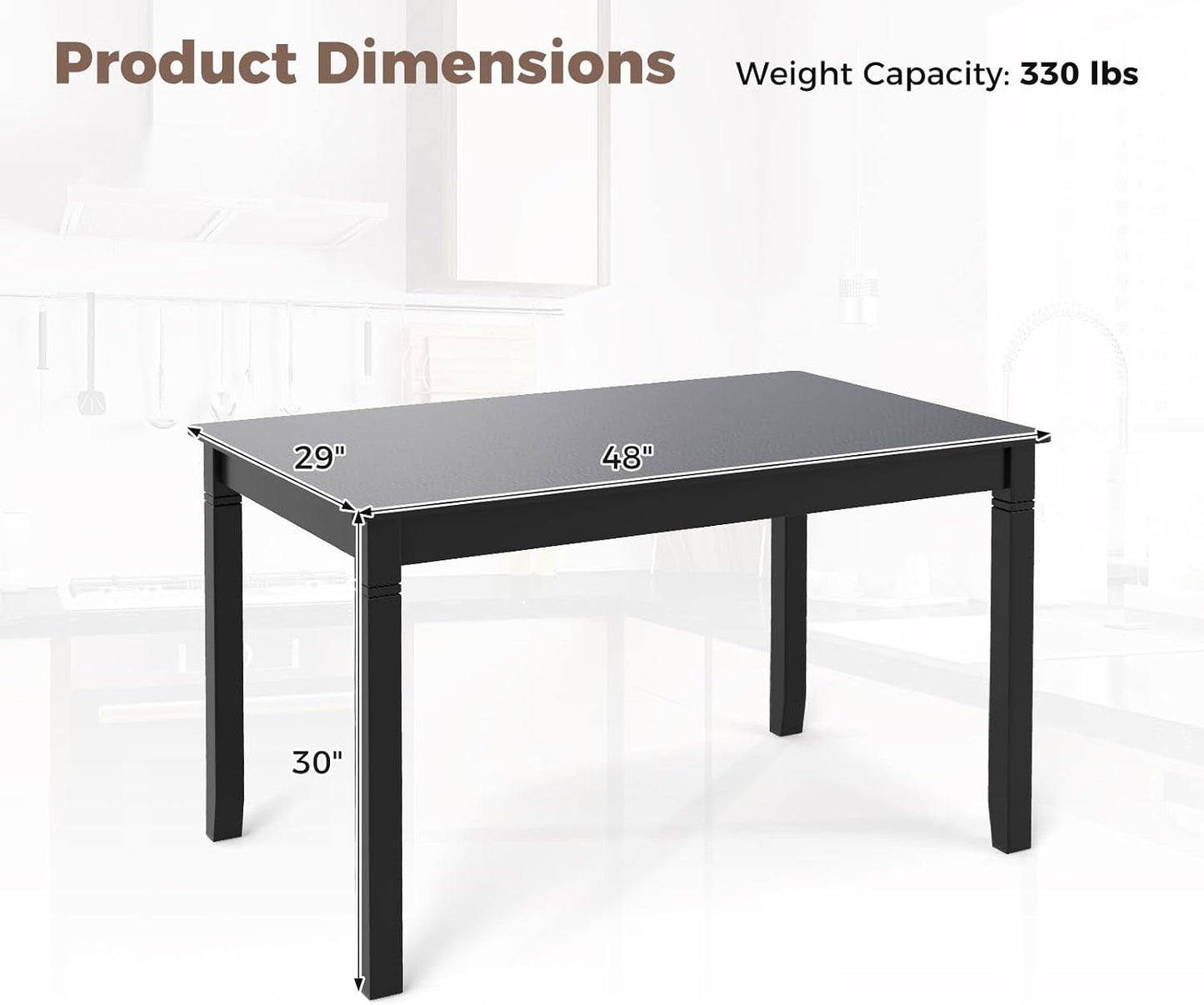 Black Rectangular Dining Table Heavy Duty Apartment