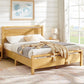 Queen Solid Pine Wood Platform Bed Frame Natural Finish