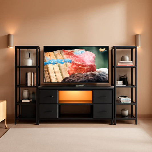 LED TV Stand 60 Inch Wide Display With USB Charging Contem porary-0