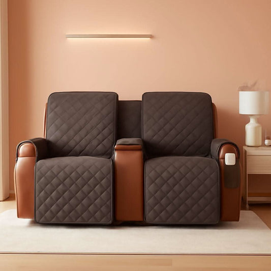 Waterproof Loveseat Cover With Console Chocolate 2 Seater