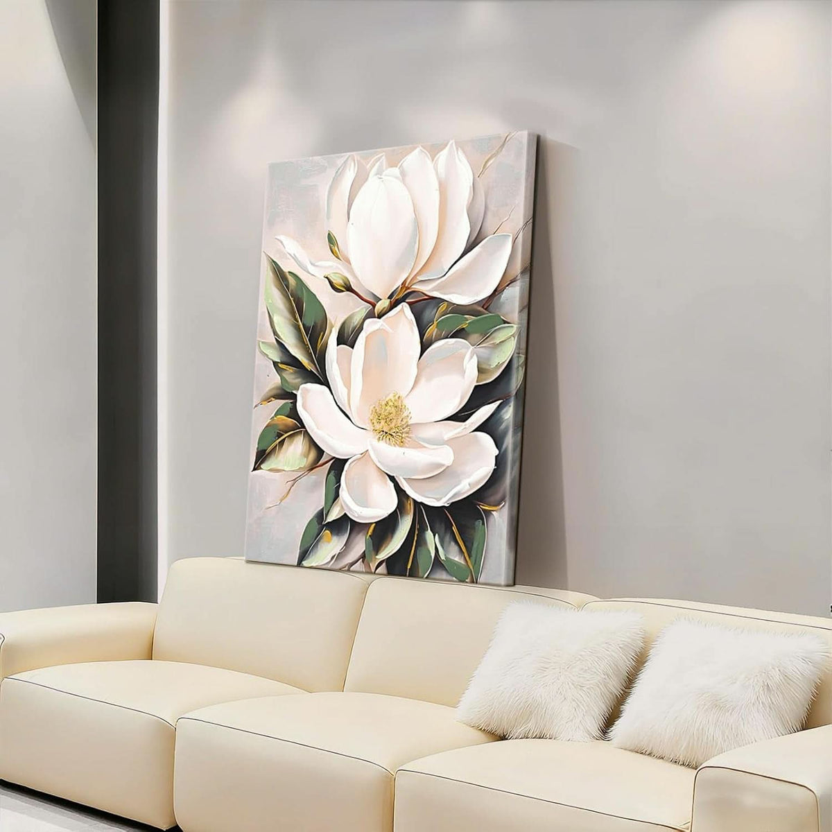 White Flower Canvas Wall Art Ready To Hang 24x32 Inches