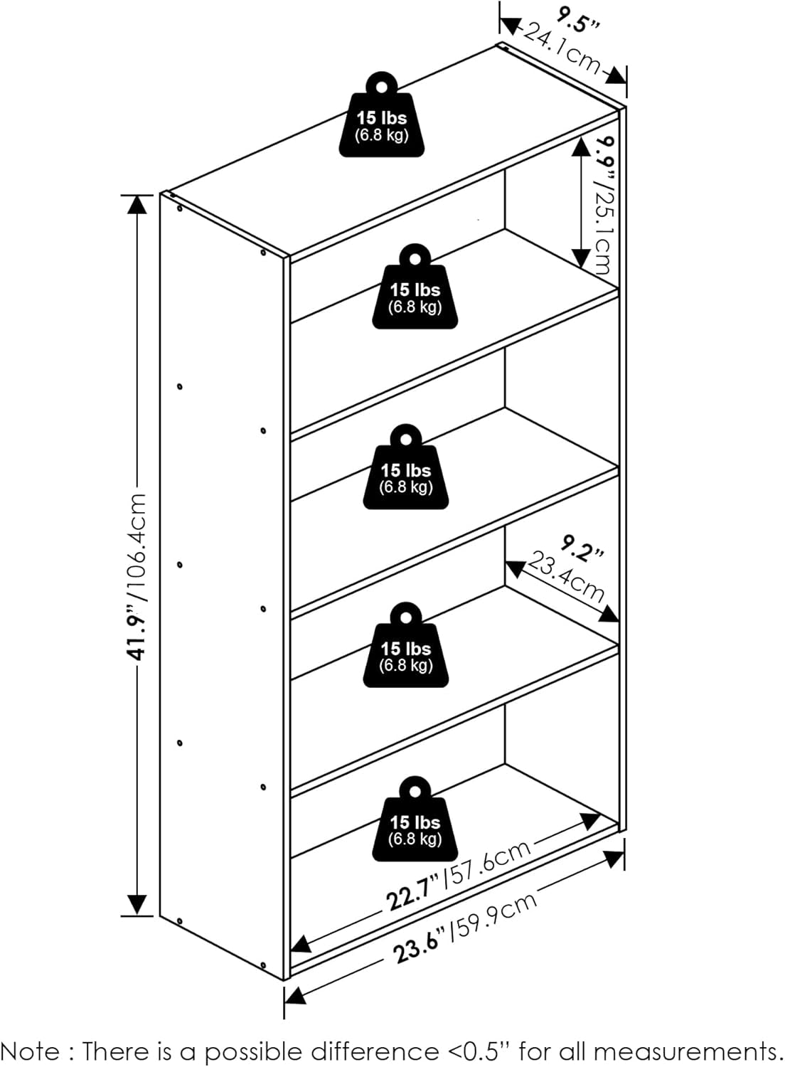 Contemporary Amber Pine Four Tier Bookcase Storage