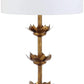 Antique Gold Leaf 32-Inch Table Lamps with White Drum Shade, Set of 2