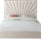 Cream Velvet Queen Platform Bed Upholstered Tufted