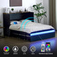 Queen Murphy Bed With Black Integrated Charging Stations Led Lighting
