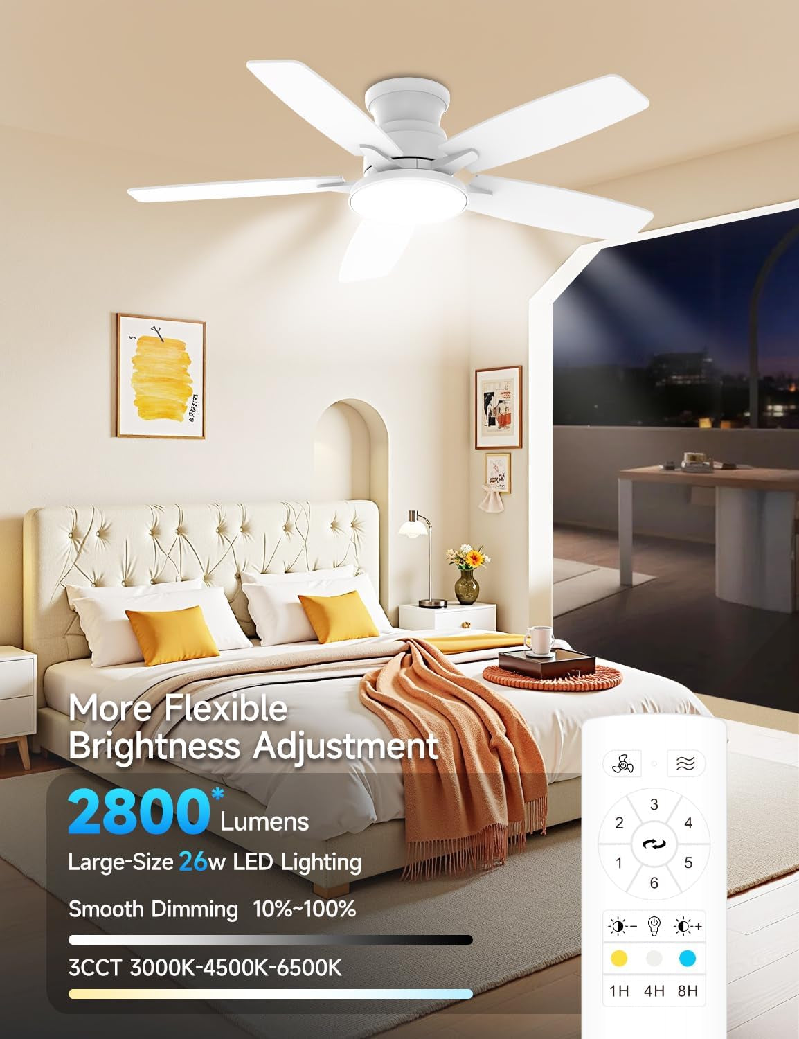 Compact 42-Inch Ceiling Fan With Remote