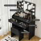Black Vanity Table Set With Illuminated Dimmable LED