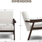 Beige Upholstered Modern Midcentury Solid Wood Armchair With Cushions