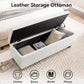 41-Inch White Faux Leather Storage Ottoman End-Of-Bed