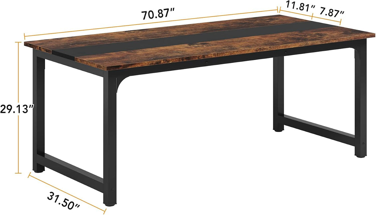 Tribesigns Brown Industrial Dining Table Metal Legs