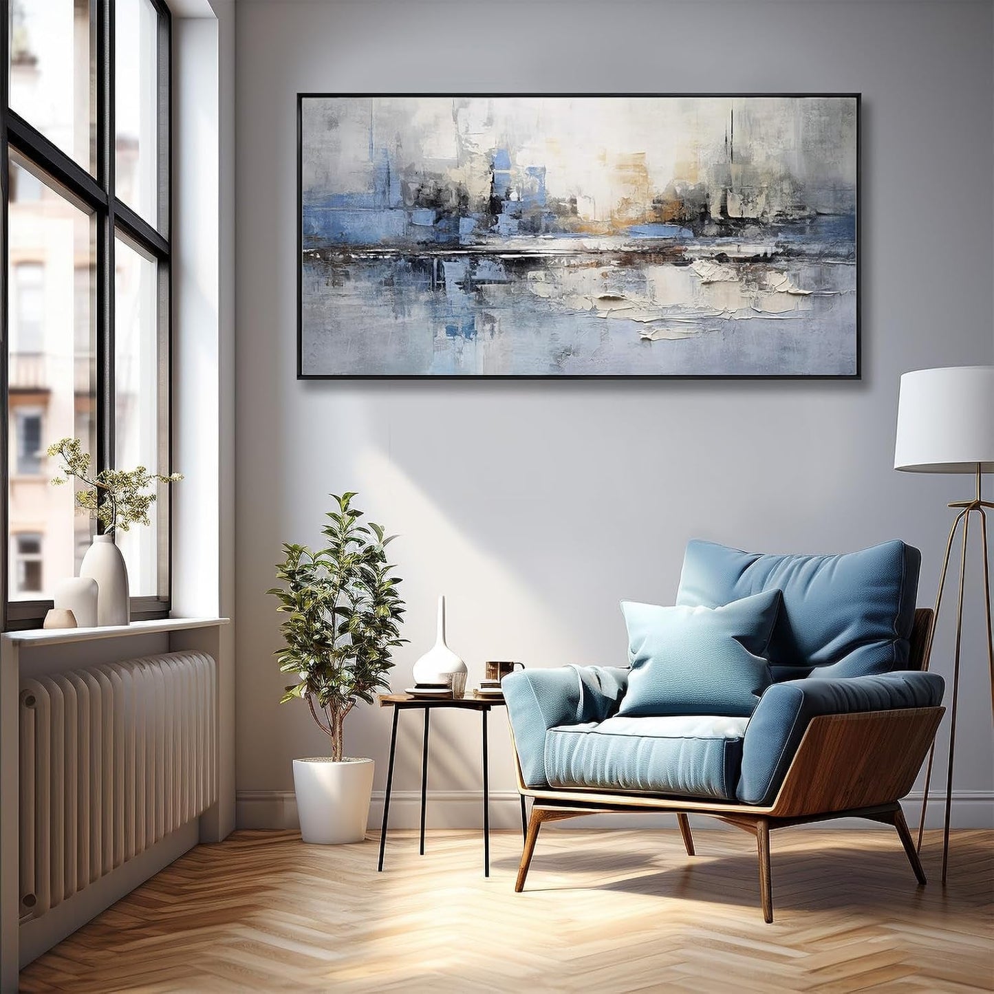Blue Gray GalleryStandard Canvas Framed WallArt 20x40