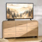 SolidOak Curved Nine Drawer Dresser SixtyThreeInches
