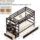 Espresso Solid wood Twin Bunk Bed With Trundle Storage