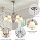 Brushed Nickel 6Light Farmhouse Chandelier Milk Glass-2