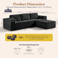 106Inch Black Convertible Corduroy Modular Sectional Sofa