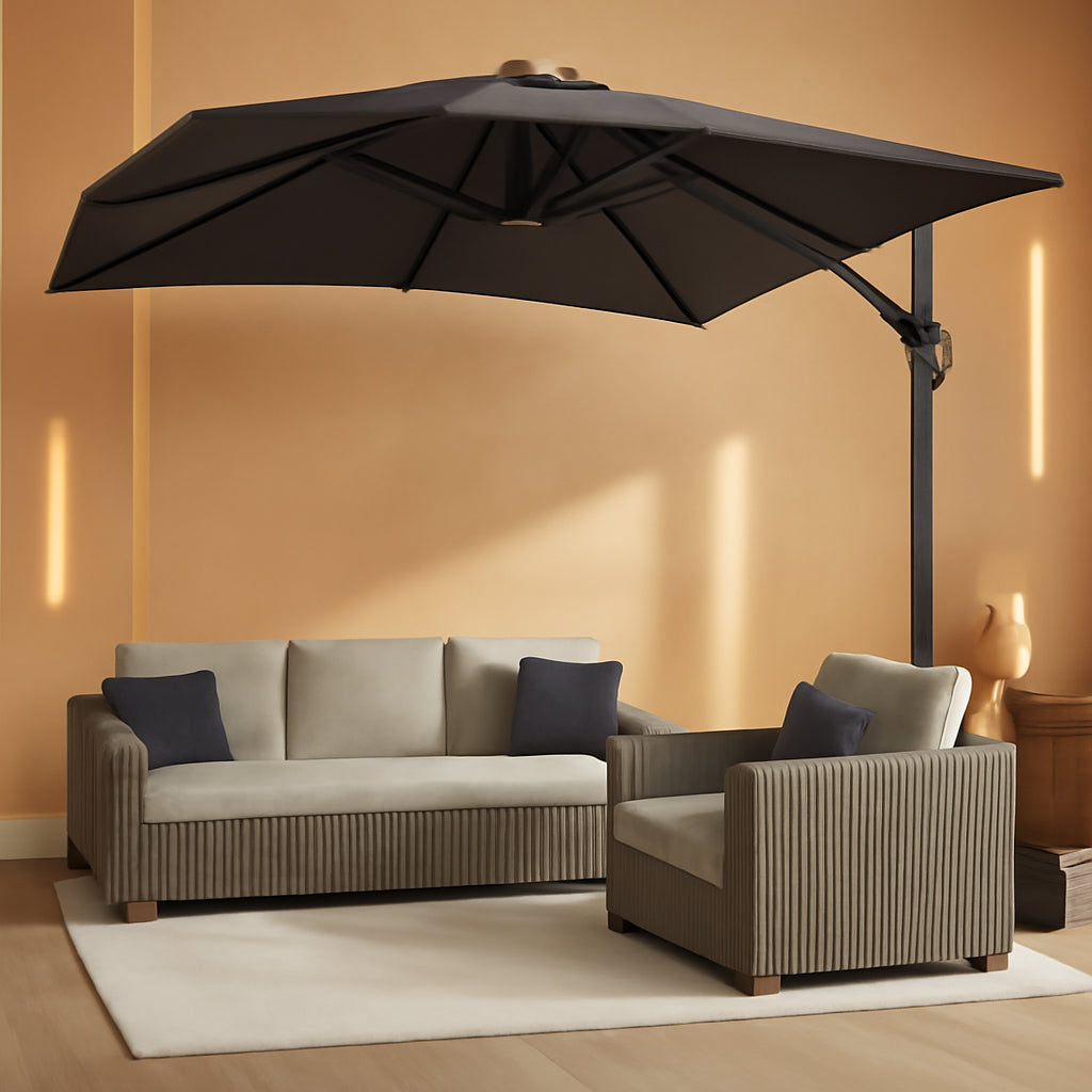 Outdoor Umbrella 8x8 Square Grey Premium Grade All Weather