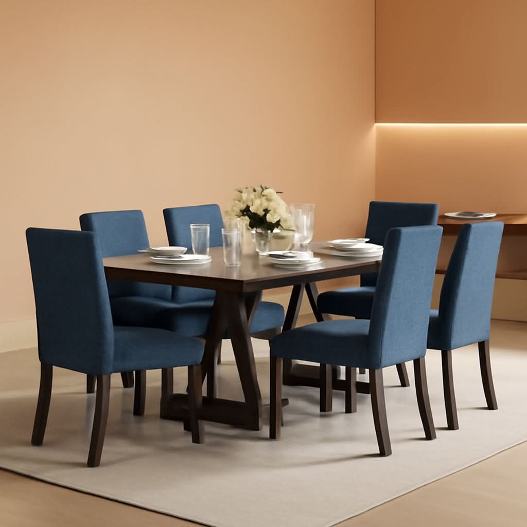 Blue Upholstered Parsons Dining Chairs Birchwood Legs