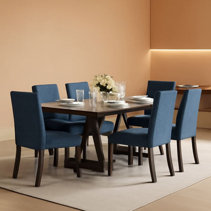 Blue Upholstered Parsons Dining Chairs Birchwood Legs