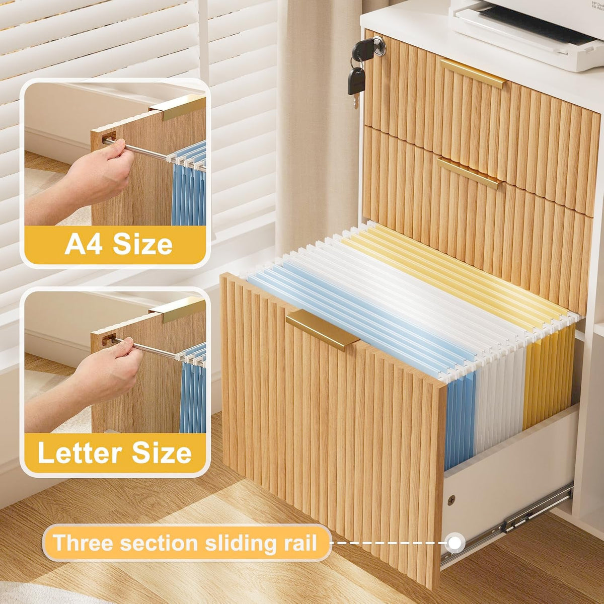 Natural Oak Industrial Grade Filing Cabinet Drawers-2