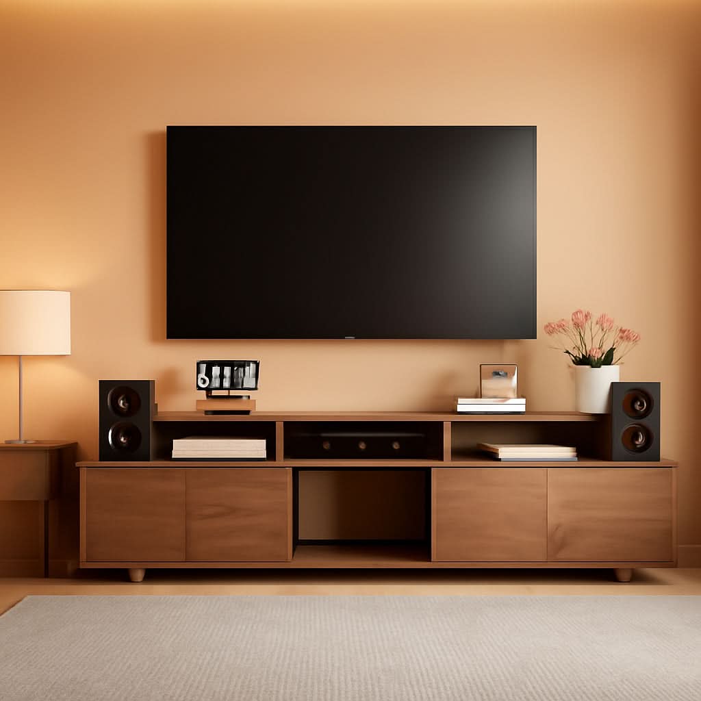 Walnut Extendable Entertainment Center 63 To 94 Inches Wide