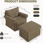 Brown Chenille Accent Chair With Substantial Ottoman