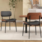 Upholstered Faux Leather Walnut Bentwood Dining Chairs
