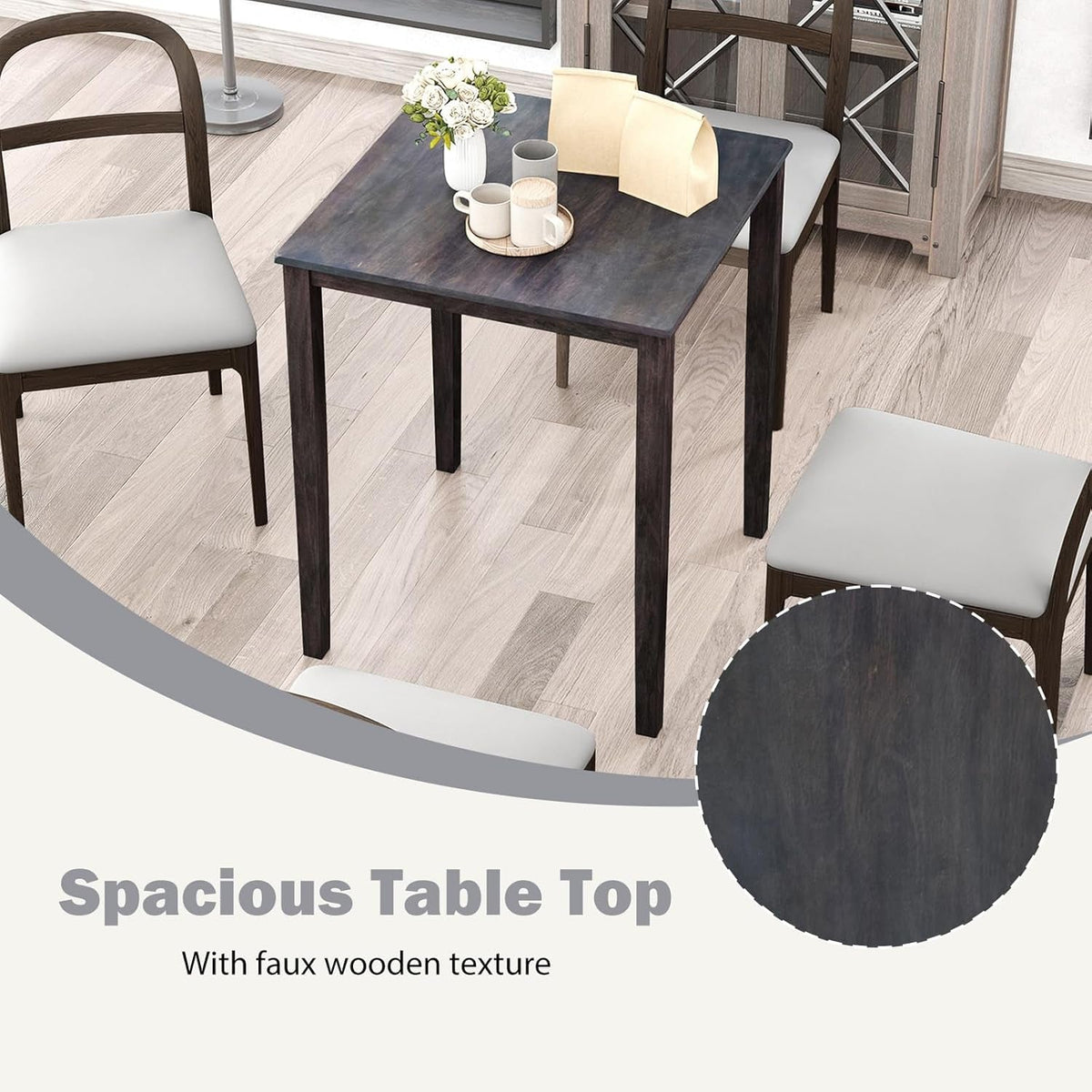 Graphite Square Dining Table Contemporary Solid Wood