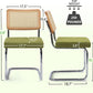 Green Handwoven Cane Dining Chairs Set Of 2 Chrome Base