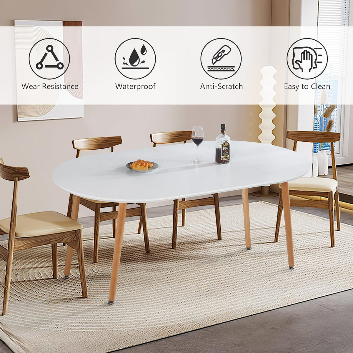 Extendable Oval Dining Table Metal Construction Grey-3