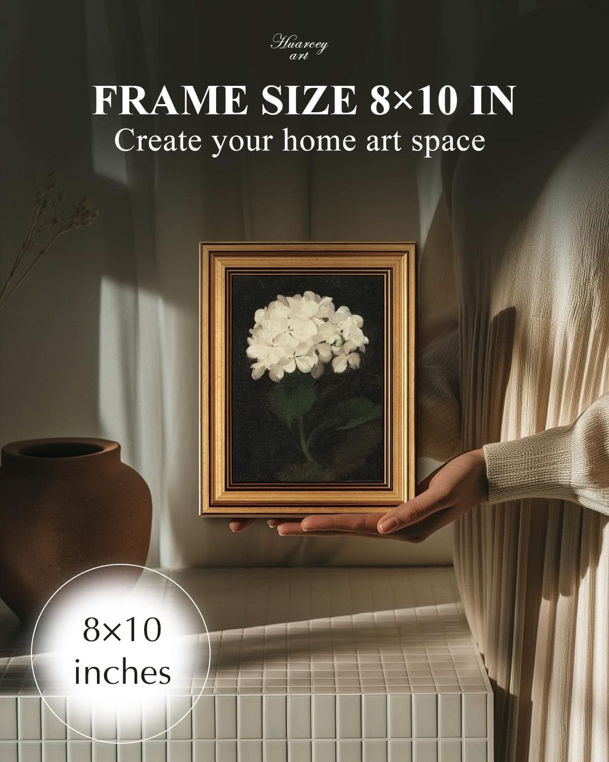 Gilded Gold Framed Vintage Wall Art Hydrangea Canvas